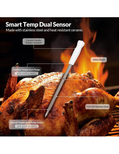 Termómetro de Carne Bluetooth Riida KR100 Inalámbrico 152m