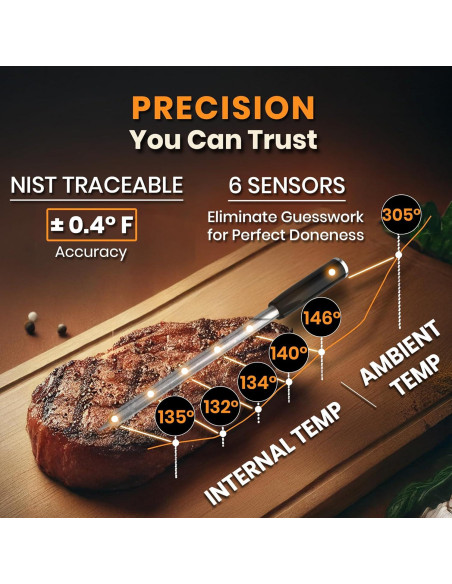 Termómetro de Carne Inalámbrico MeatStick V, 648C, WiFi/Bluetooth Termómetro de Carne Inalámbrico MeatStick V, 648C, WiFi/Bluetooth