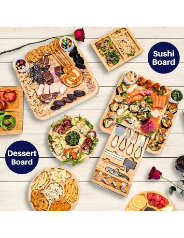 Juego de Tablas de Charcutería VAREZZA Grande 10 Accesorios