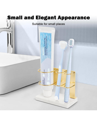 Soporte para Cepillos de Dientes Winmien Oro con Base de Mármol