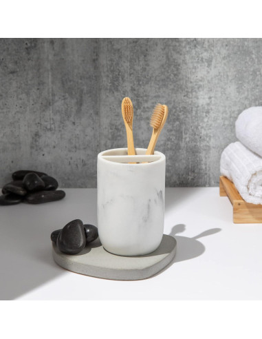 Soporte para Cepillos de Dientes Essentra Home Mármol Blanco