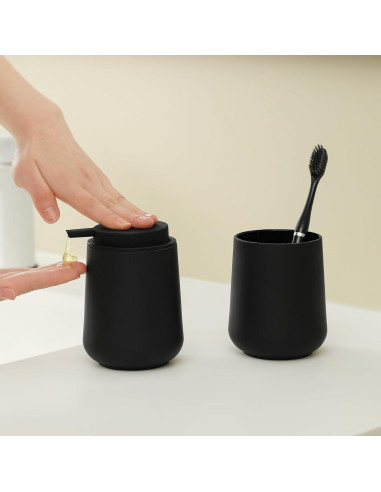 Juego de Accesorios de Baño Negro Mate 2 Piezas YAUKPH