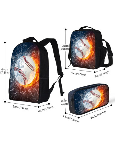 Mochila Escolar 3 en 1 para Niños con Bolsa de Almuerzo y Estuche