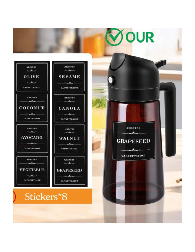 Rociador de Aceite 2 en 1 Arsatbs 470ml Vidrio Marrón
