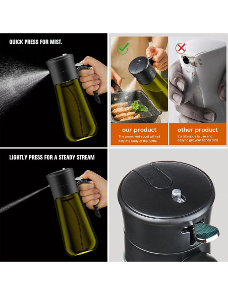 Dispensador de Aceite de Oliva 550ml Hoforife Negro 2 en 1 Dispensador de Aceite de Oliva 550ml Hoforife Negro 2 en 1