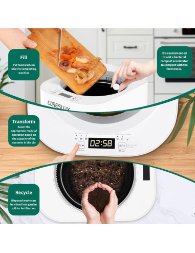 Compostador Eléctrico CORESLUX 3.5L para Cocina y Jardín
