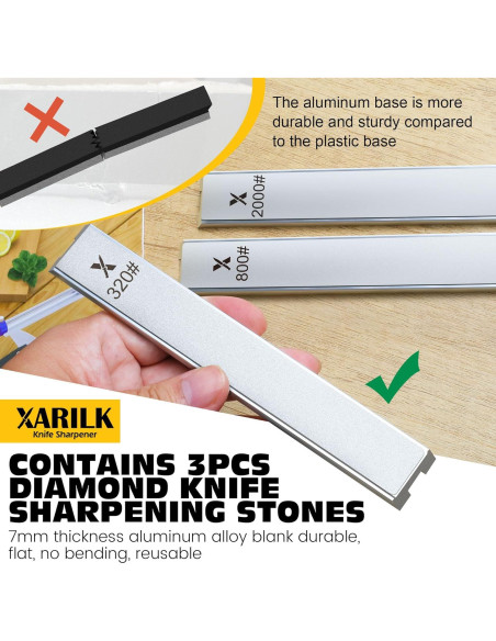 Afilador de cuchillos portátil XARILK Y2 3 placas diamante Afilador de cuchillos portátil XARILK Y2 3 placas diamante