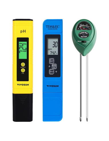 Medidor de pH Digital VIVOSUN 3-en-1 TDS EC Temperatura