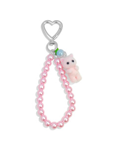 Llavero de Gato Peludo Rosa Bonito Nalefow para Mujeres