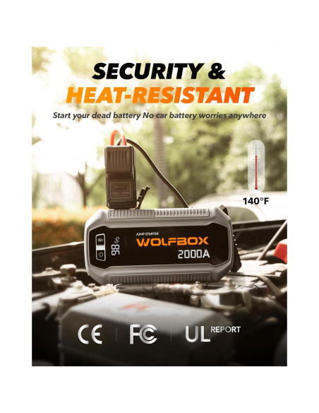 Arrancador de Salto WOLFBOX MegaVolt12 2000A 12000mAh Arrancador de Salto WOLFBOX MegaVolt12 2000A 12000mAh