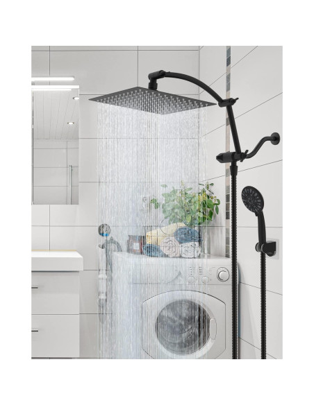 Cabezal de Ducha Hibbent 10'' Metal Negro Mate, 7 Modos Cabezal de Ducha Hibbent 10'' Metal Negro Mate, 7 Modos