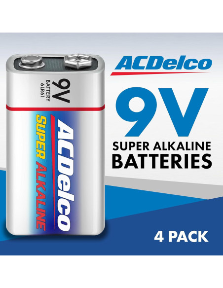 Baterías ACDelco Alcalinas 9V 4 Unidades - Vida Útil 7 Años Baterías ACDelco Alcalinas 9V 4 Unidades - Vida Útil 7 Años