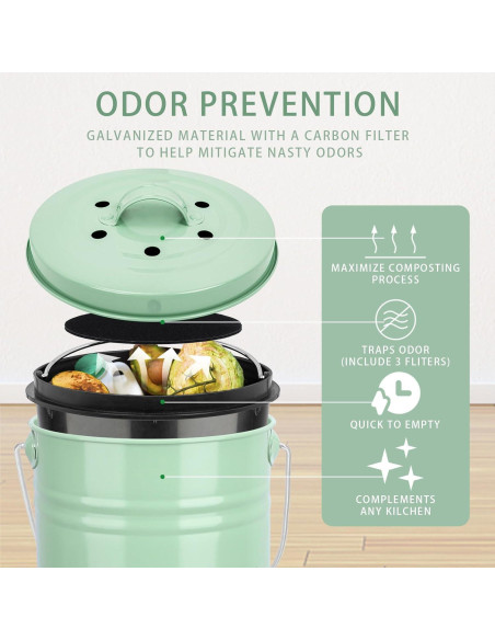 Bin de Compostaje Vipush Verde 0.68 kg con Filtro de Carbón Bin de Compostaje Vipush Verde 0.68 kg con Filtro de Carbón