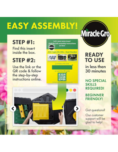 Tumbador de Compostaje Doble Cámara Miracle-Gro 105L