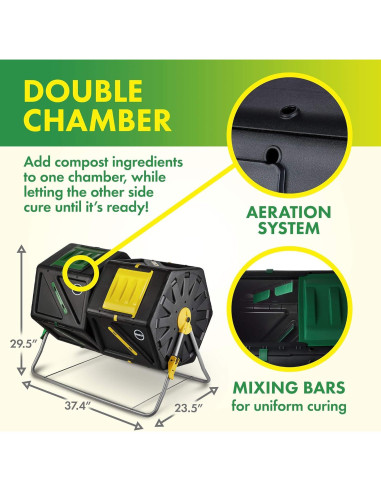 Tumbador de Compostaje Doble Cámara Miracle-Gro 105L