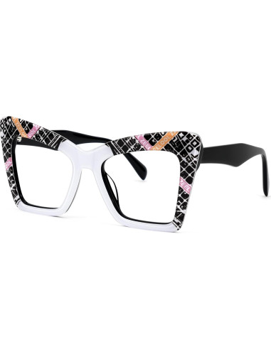Montura de Gafas Ojo de Gato Zeelool Grande Lente Clara Mujer