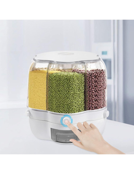 Dispensador de Arroz Rotativo EcoTypee 6 Compartimentos 8 kg Dispensador de Arroz Rotativo EcoTypee 6 Compartimentos 8 kg