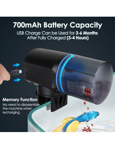Dispensador Automático de Comida para Peces Lukovee 200ML