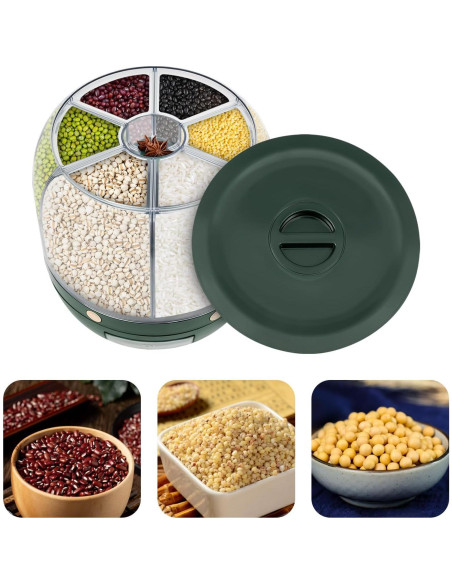 Dispensador de Granos TTOUOI 6 Compartimentos 5.91 kg Verde Dispensador de Granos TTOUOI 6 Compartimentos 5.91 kg Verde