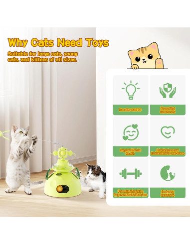 Juguete Interactivo para Gatos Beitophome 4 en 1 Verde