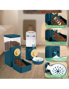 Dispensador Automático de Comida y Agua Hugyou 1400ml Azul 2