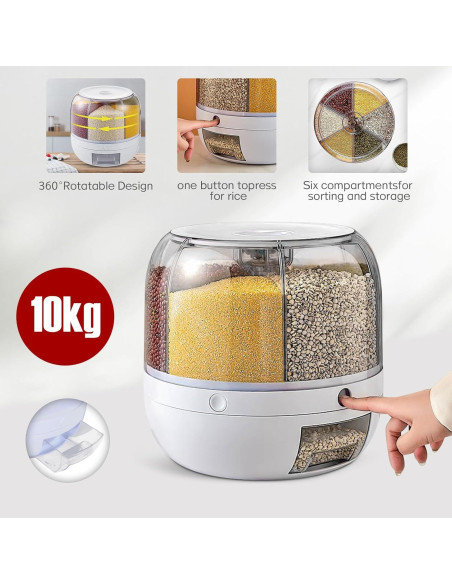 Dispensador de Alimentos Secos SueSee 10L 6 Compartimentos Dispensador de Alimentos Secos SueSee 10L 6 Compartimentos