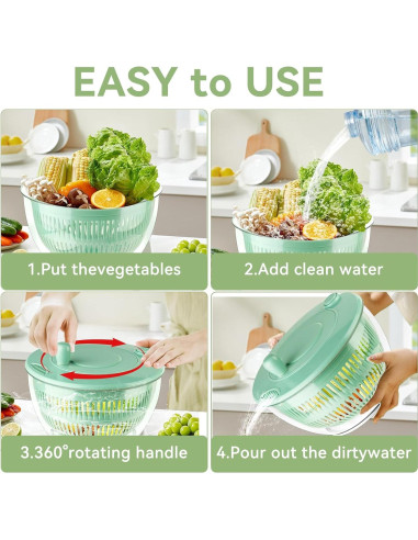 Ensaladera Multifuncional YUANYE 5.3L con Colador y Cuchillas