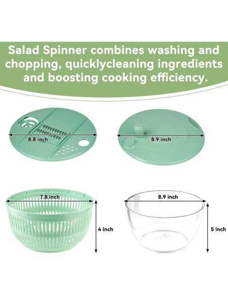 Ensaladera Multifuncional YUANYE 5.3L con Colador y Cuchillas Ensaladera Multifuncional YUANYE 5.3L con Colador y Cuchillas