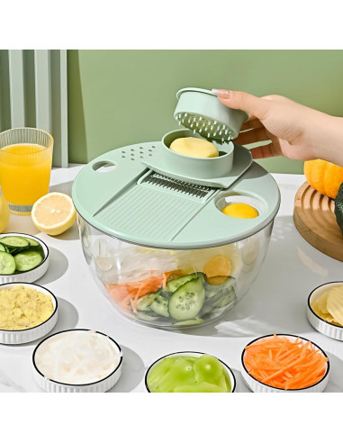 Airpro Ensaladera Grande 5.3L Verde Blanco con Cuchillas