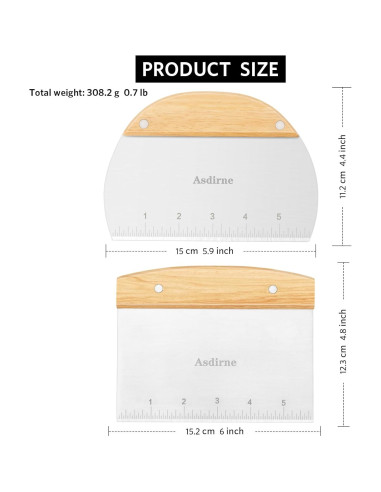 Cortador de Masa Asdirne 15cm Acero Inoxidable 2Pcs
