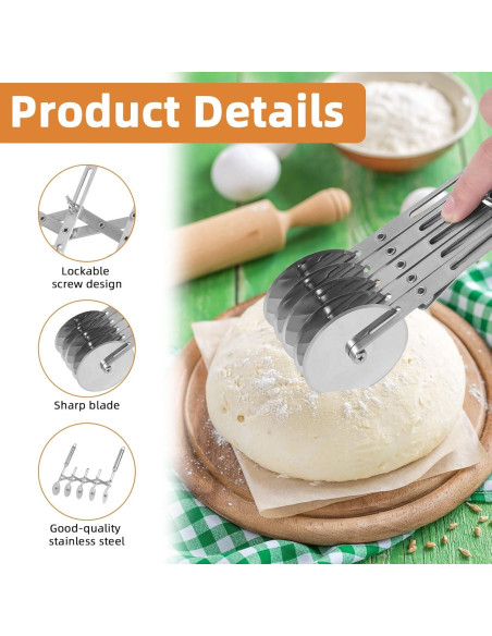 Cortador de Pastelería Profesional Gosknor 5 Ruedas Acero Inoxidable Cortador de Pastelería Profesional Gosknor 5 Ruedas Acero Inoxidable