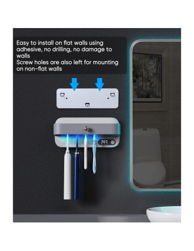 Soporte para Cepillos de Dientes StarWin con Luz UV y Secado