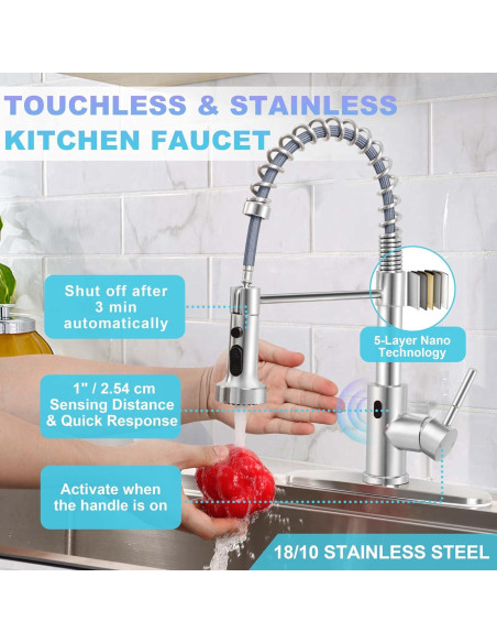 Grifo de cocina Herogo acero inoxidable con sensor y dispensador Grifo de cocina Herogo acero inoxidable con sensor y dispensador