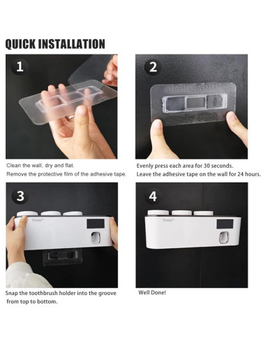 Soporte para Cepillos de Dientes 7Trees Negro con Dispensador