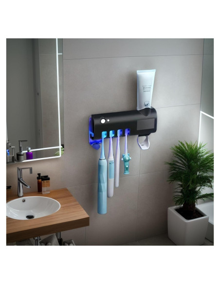 Dispensador de pasta de dientes NeteHon negro 4 ranuras Dispensador de pasta de dientes NeteHon negro 4 ranuras