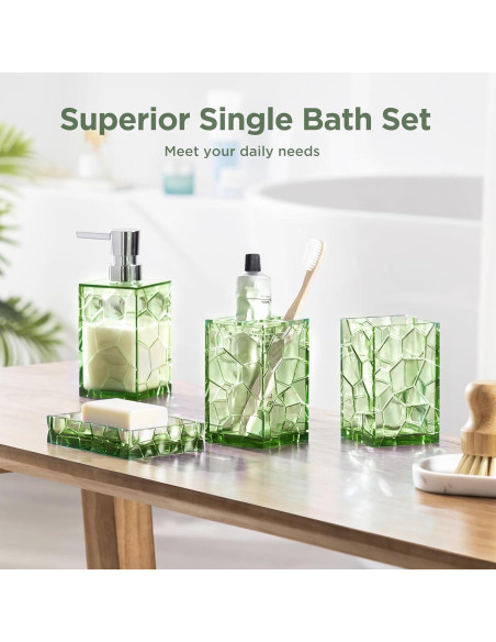 Juego de Accesorios de Baño HBlife Acrílico Verde Salvia Juego de Accesorios de Baño HBlife Acrílico Verde Salvia