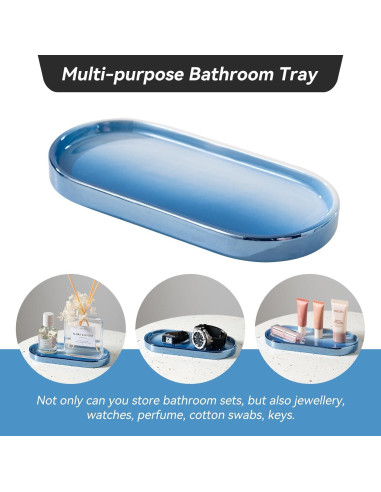 Juego de Accesorios de Baño Cerámica TCQMSS Azul 3 Piezas