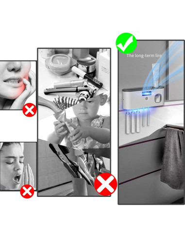 Soporte para Cepillos de Dientes Coniengk 5 Ranuras Montado Pared