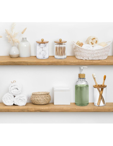 Juego de Accesorios de Baño SGHUO 4 Piezas Bambú Boho