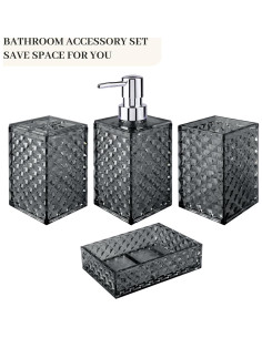 Juego de Accesorios de Baño RRM 4 Pcs Gris Moderno 2