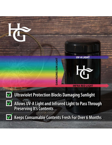 Tarro Hermético UV Herb Guard 1 Litro para Especias y Hierbas