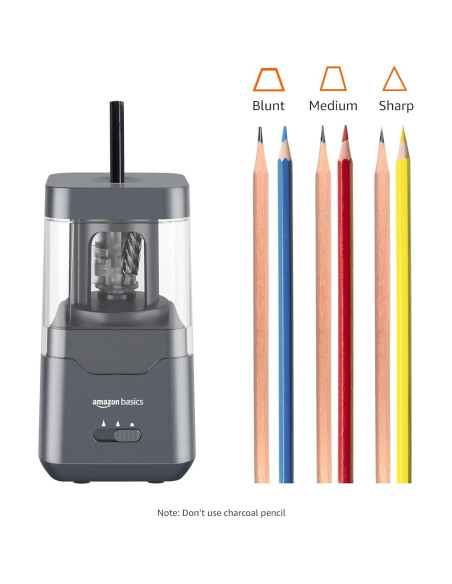 Afilador de lápices eléctrico Amazon Basics, automático, portátil Afilador de lápices eléctrico Amazon Basics, automático, portátil