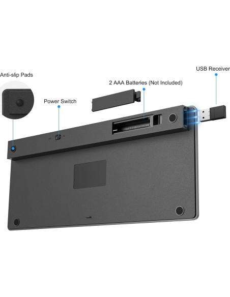 Teclado Inalámbrico OMOTON 2.4G Compacto Gris USB Tipo C Teclado Inalámbrico OMOTON 2.4G Compacto Gris USB Tipo C