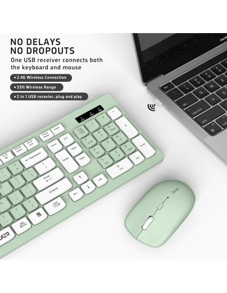 Combo Teclado y Ratón Inalámbrico RECCAZR Verde Aguacate Combo Teclado y Ratón Inalámbrico RECCAZR Verde Aguacate