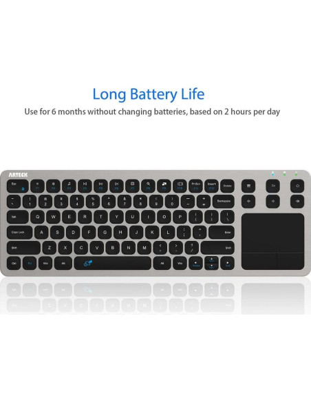Teclado Inalámbrico Arteck HW197 con Panel Táctil y USB Teclado Inalámbrico Arteck HW197 con Panel Táctil y USB