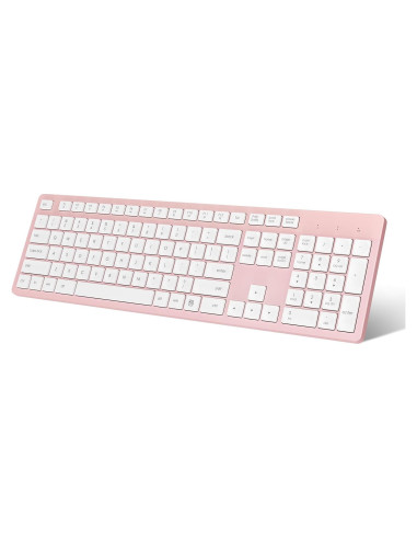 Teclado Inalámbrico LeadsaiL Rosa Ergonómico 2.4GHz