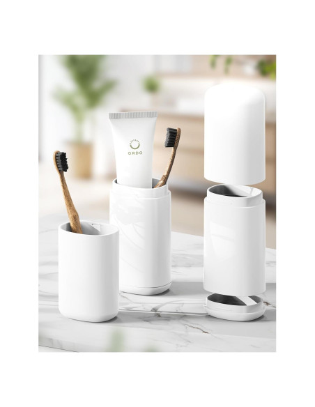 Soporte de Cepillo de Dientes FERYES Blanco 3 en 1 Portátil Soporte de Cepillo de Dientes FERYES Blanco 3 en 1 Portátil