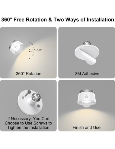 Aplique de Pared LED Recargable Speclux Blanca 360 3 Temperaturas