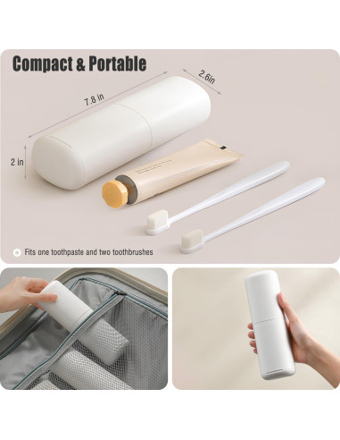 Estuche de viaje AIMAIAIMAI para cepillo y pasta, blanco