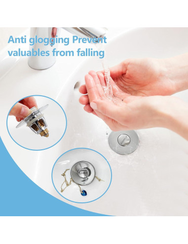 Tapón de Lavabo QYHNYJF Cromo Plateado 2 en 1 Antiadherente